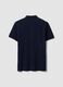 Blue pure cotton piqu&eacute; polo shirt with classic collar and regular fit_5