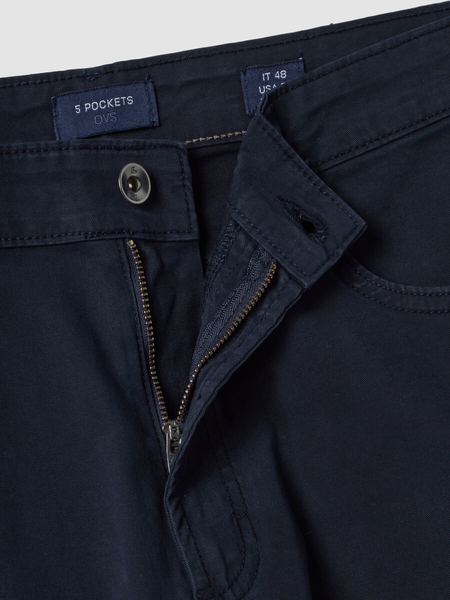 Blue regular-fit stretch cotton twill trousers_5