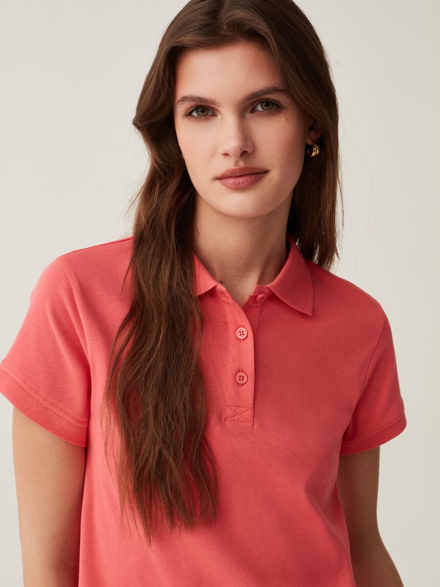 Solid colour cotton polo shirt_0