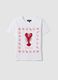 White pure cotton T-shirt with front print_0