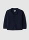 Blue pure cotton cardigan for children, regular fit with pockets and buttons_0
