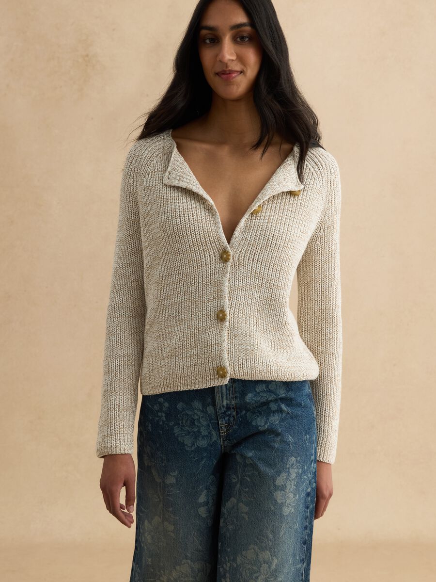 Cardigan beige in puro cotone_3