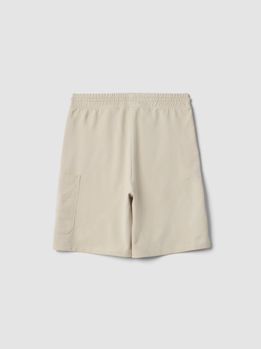 Boy's beige oversized fit pure cotton cargo shorts_4