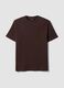 Brown pure cotton short-sleeve regular-fit T-shirt_0