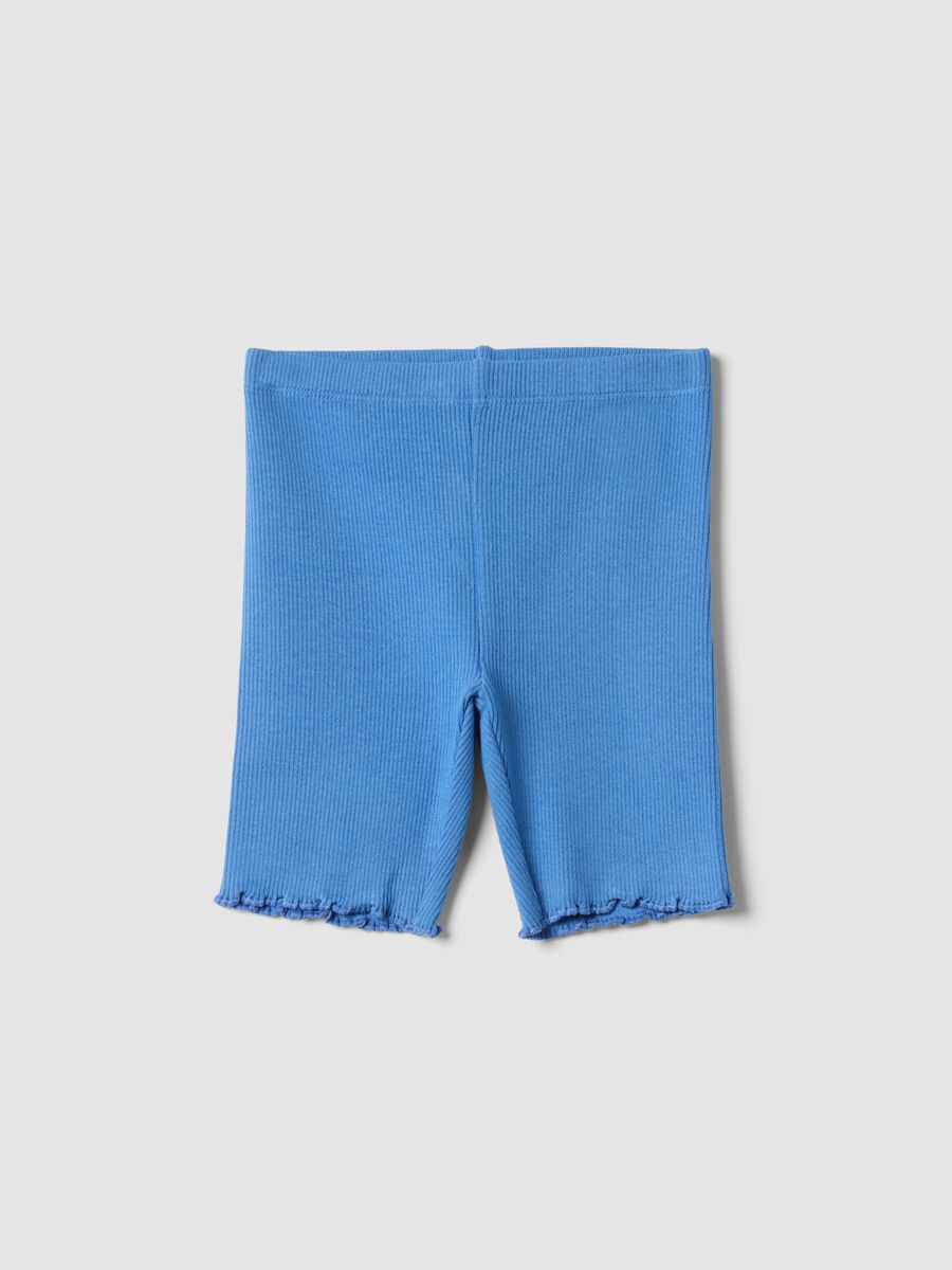 Blaue Baby-M&auml;dchenshorts aus geripptem Stretch-Baumwollstoff, Regular Fit_0