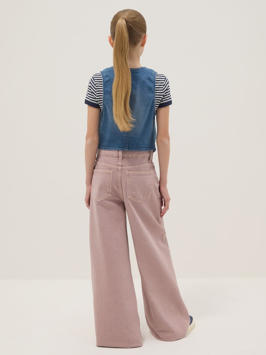 Superweite Jeans mit weitem Bein aus rosa Baumwoll-Denim f&uuml;r M&auml;dchen_1