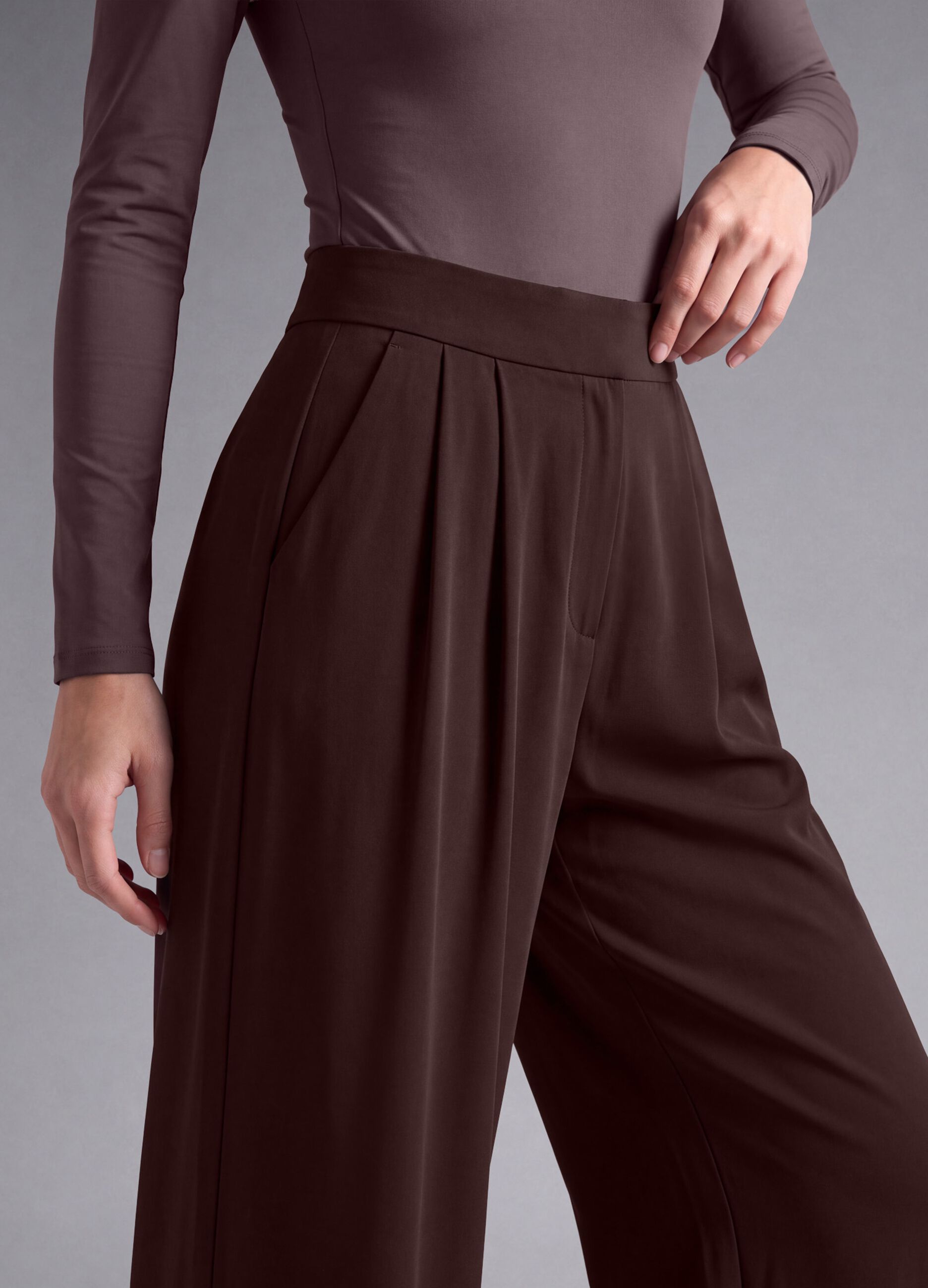 Brown Easy Dry wide-leg stretch trousers ALTAVIA STUDIO