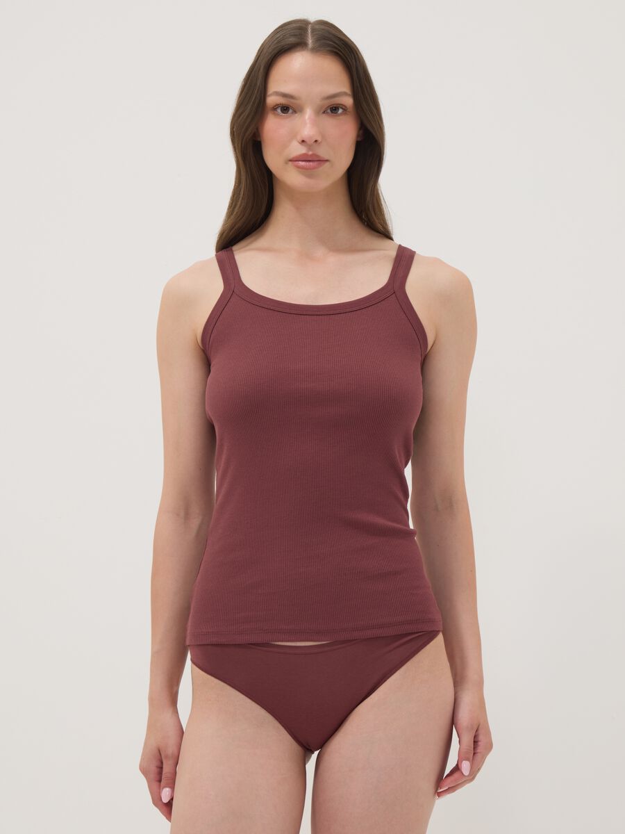 Red organic cotton crew-neck vest top_0