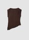 Brown stretch viscose T-shirt with draped neckline_1