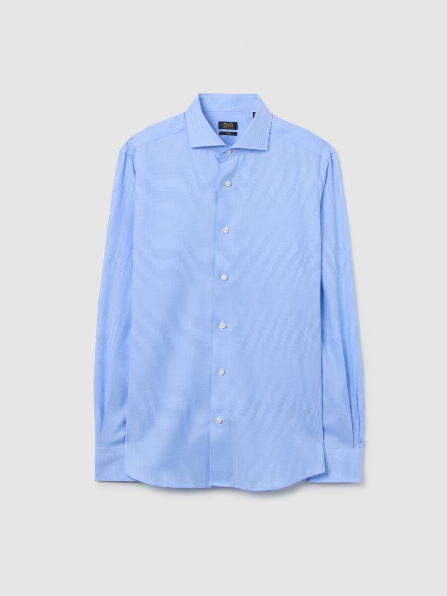 Blue slim-fit cotton shirt_4