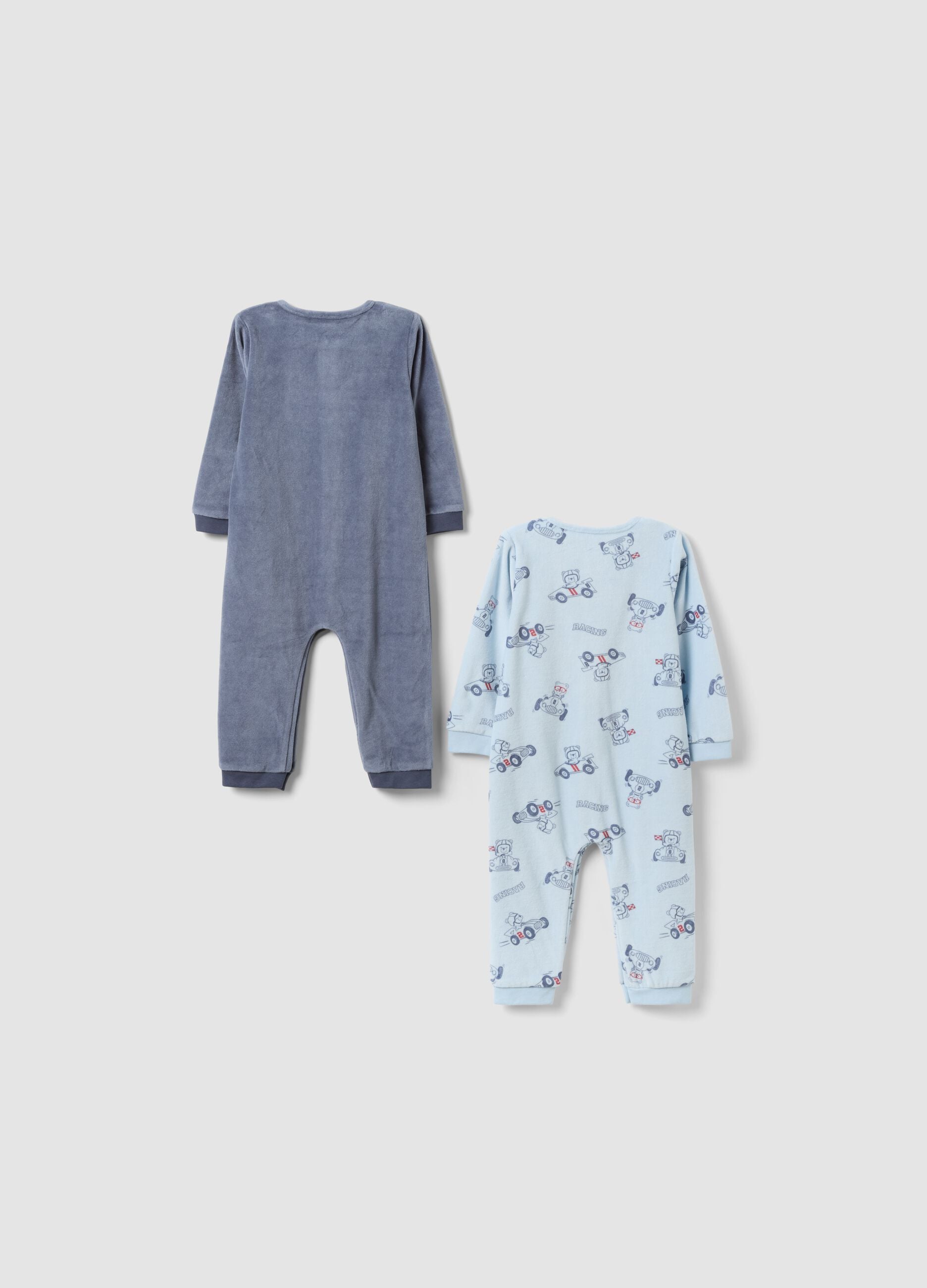 Conjunto de 2 babygrows multicolor em mistura de algod&atilde;o com molas para beb&eacute;