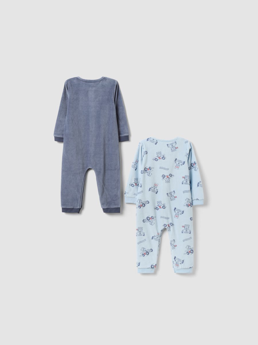 Lot de 2 grenouill&egrave;res b&eacute;b&eacute; multicolores en coton m&eacute;lang&eacute; avec boutons-pression_1