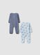 Conjunto de 2 babygrows multicolor em mistura de algod&atilde;o com molas para beb&eacute;_1