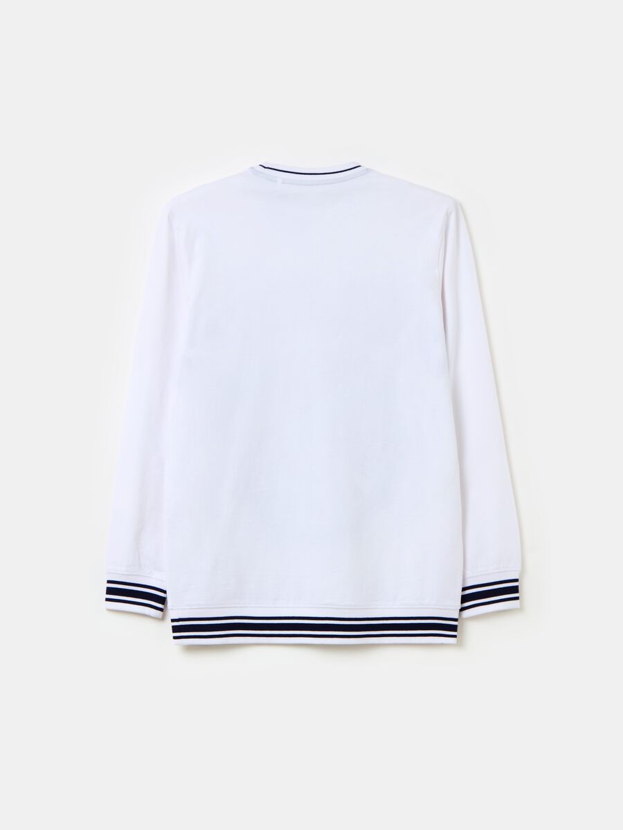 T-shirt with striped edging and college print_1
