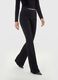 Black stretch fabric flare trousers with glitter_1