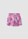 Pink pure cotton floral-print shorts for girls, regular fit_1