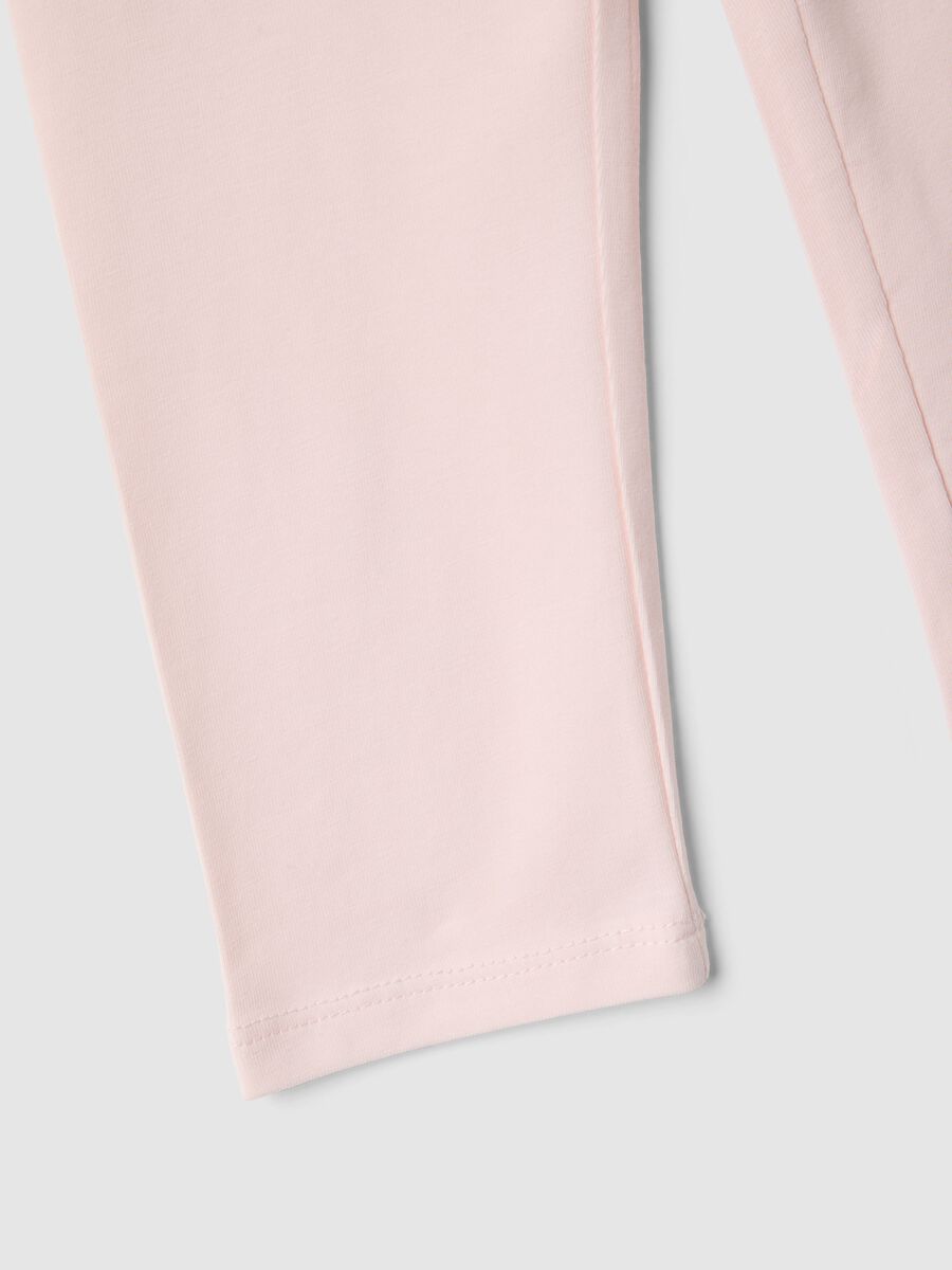 Girls' pink elasticated cotton leggings slim fit with heart_3