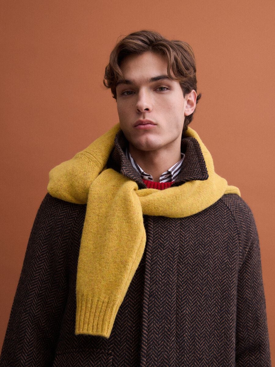 Brown and black wool-blend herringbone overfit coat_2