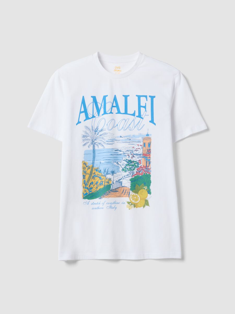 Wei&szlig;es T-Shirt aus reiner Baumwolle mit Print, Regular Fit_4