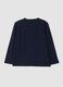 T-shirt blu in puro cotone organico con stampa college_1