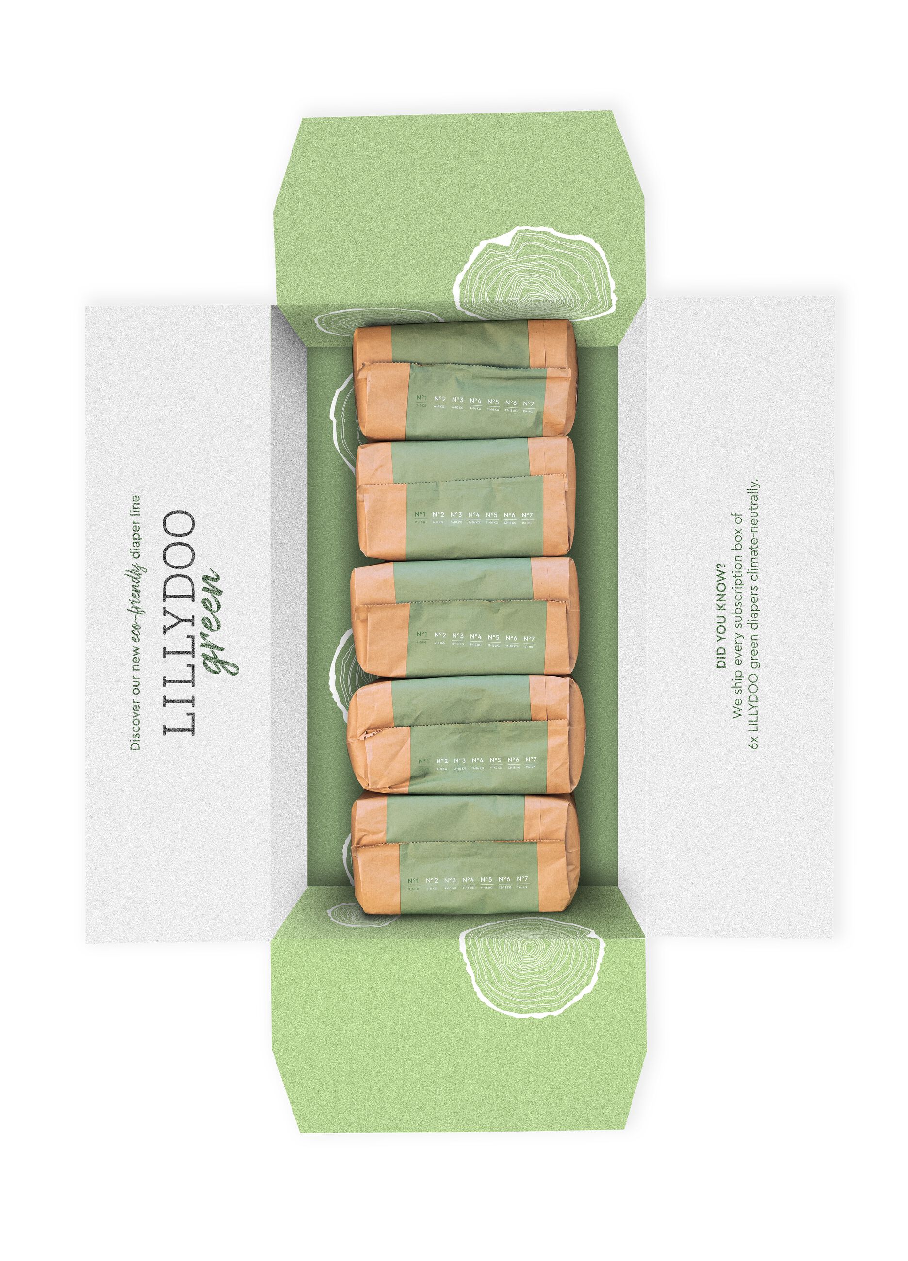 5 paquetes de pañales multipack ecosostenibles N° 1 (2-5 kg) Lillydoo