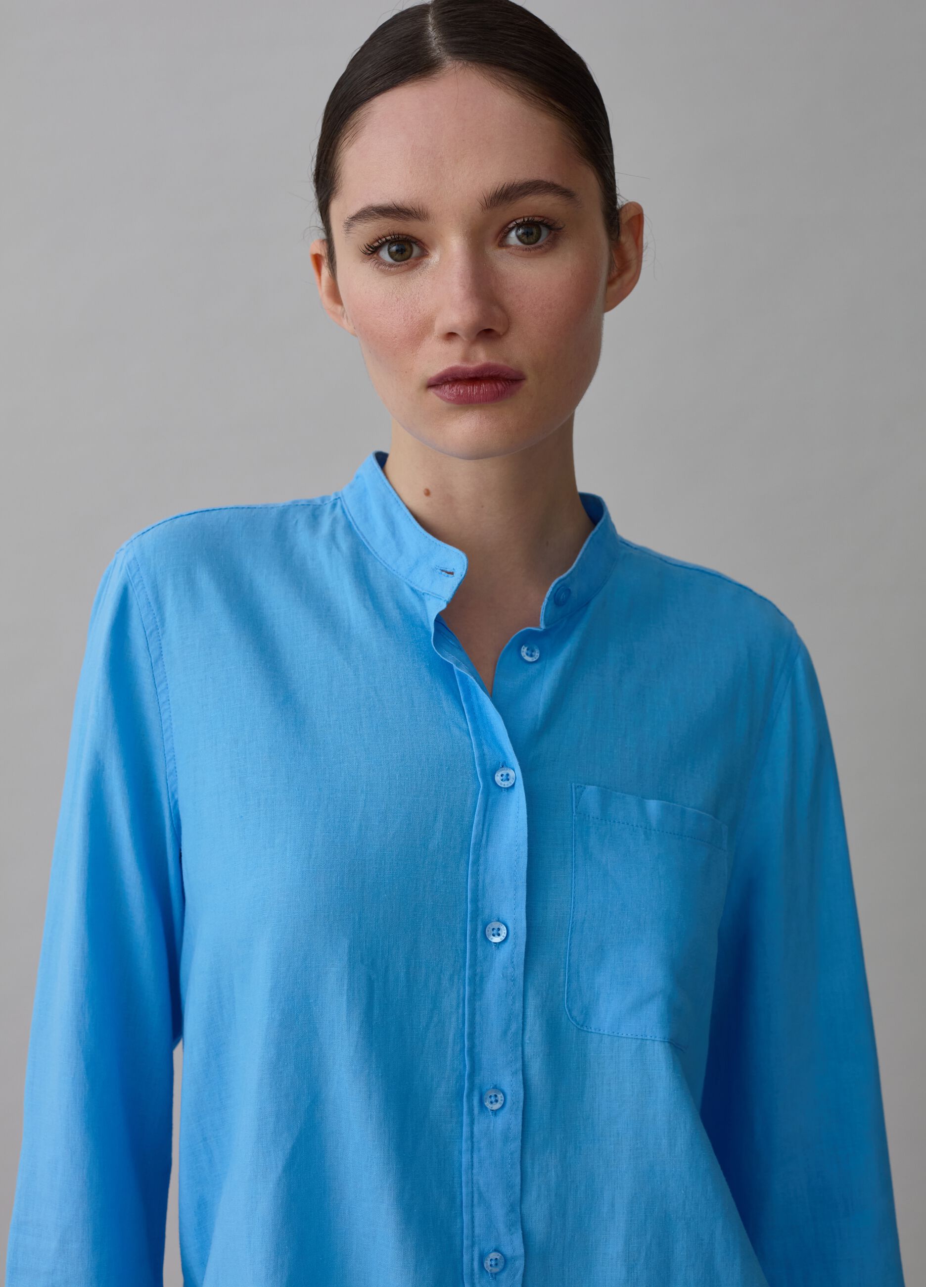 Shirt with Mandarin collar and pocket