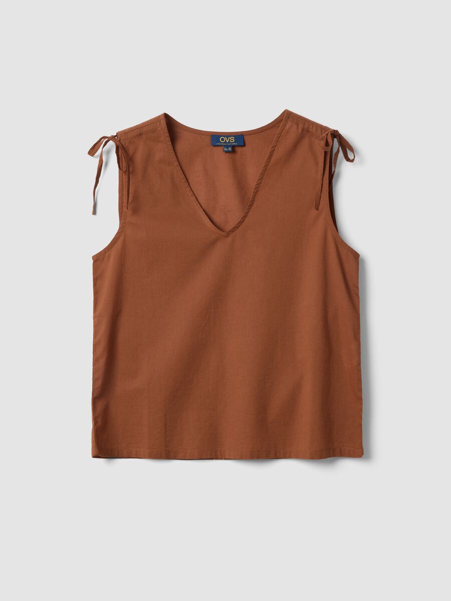 Brown pure cotton blouse with floral print_4