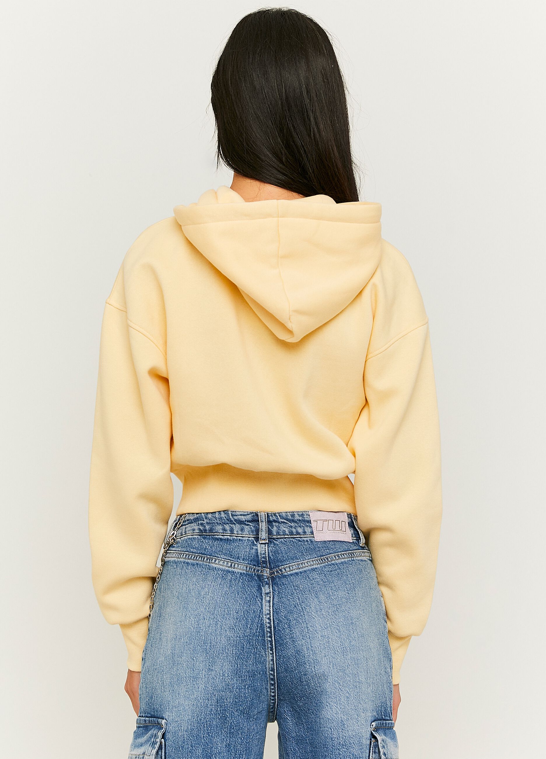 Crop sweatshirt with hood and zip