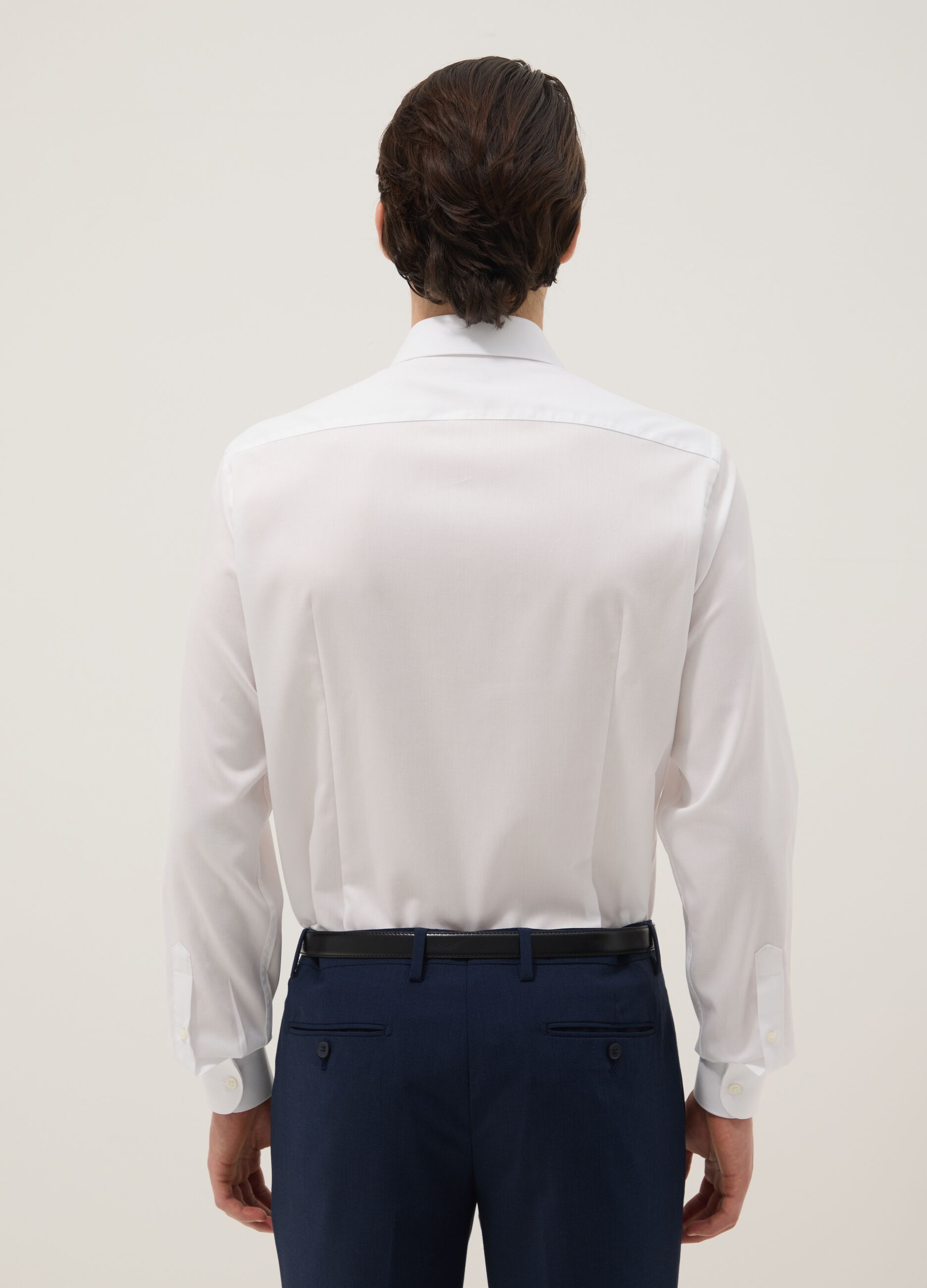 White Long Sleeve Pure Cotton Shirt Slim Fit