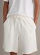 White cotton-blend jogger shorts with drawstring, relaxed fit_3