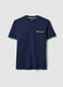 Blue stretch cotton T-shirt with chest pocket_0