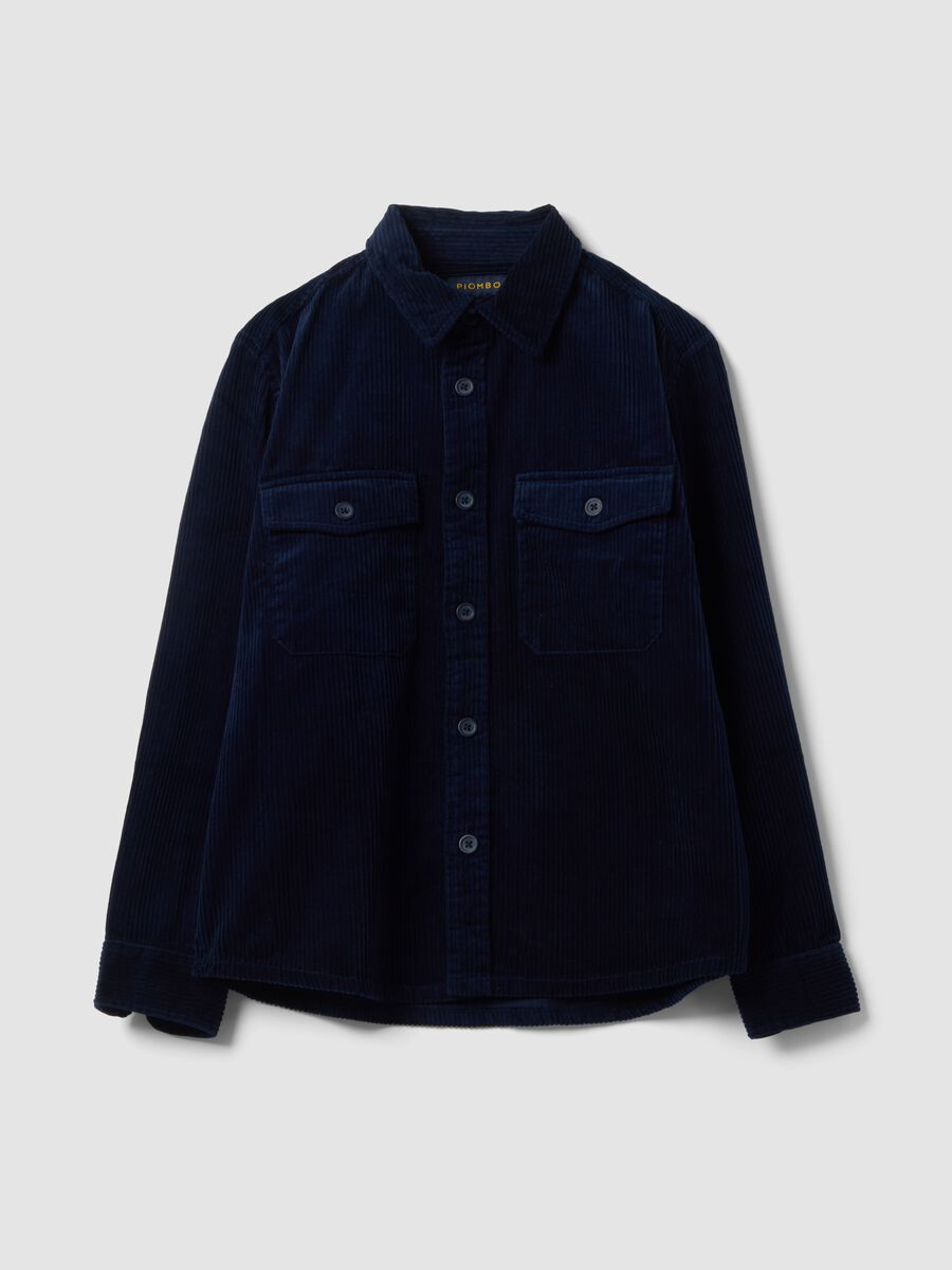 Blue pure cotton corduroy shacket in an oversized fit_4