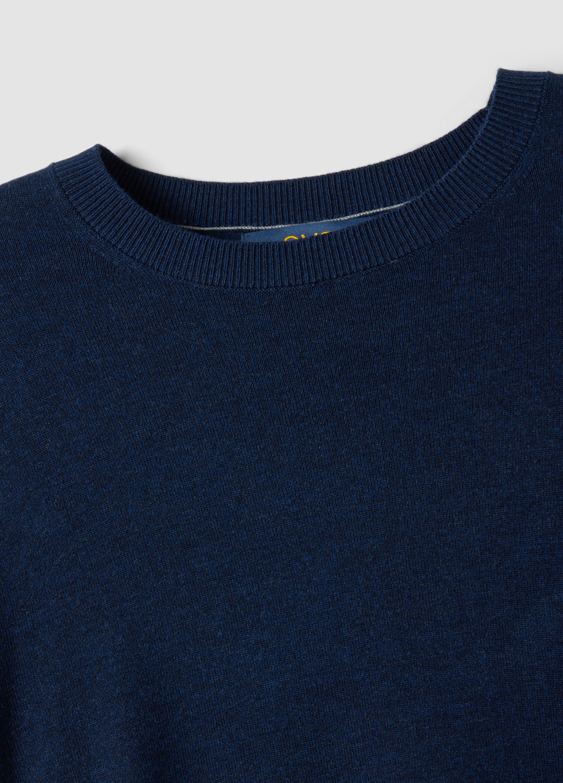 Blue crew-neck jumper in viscose blend, regular fit