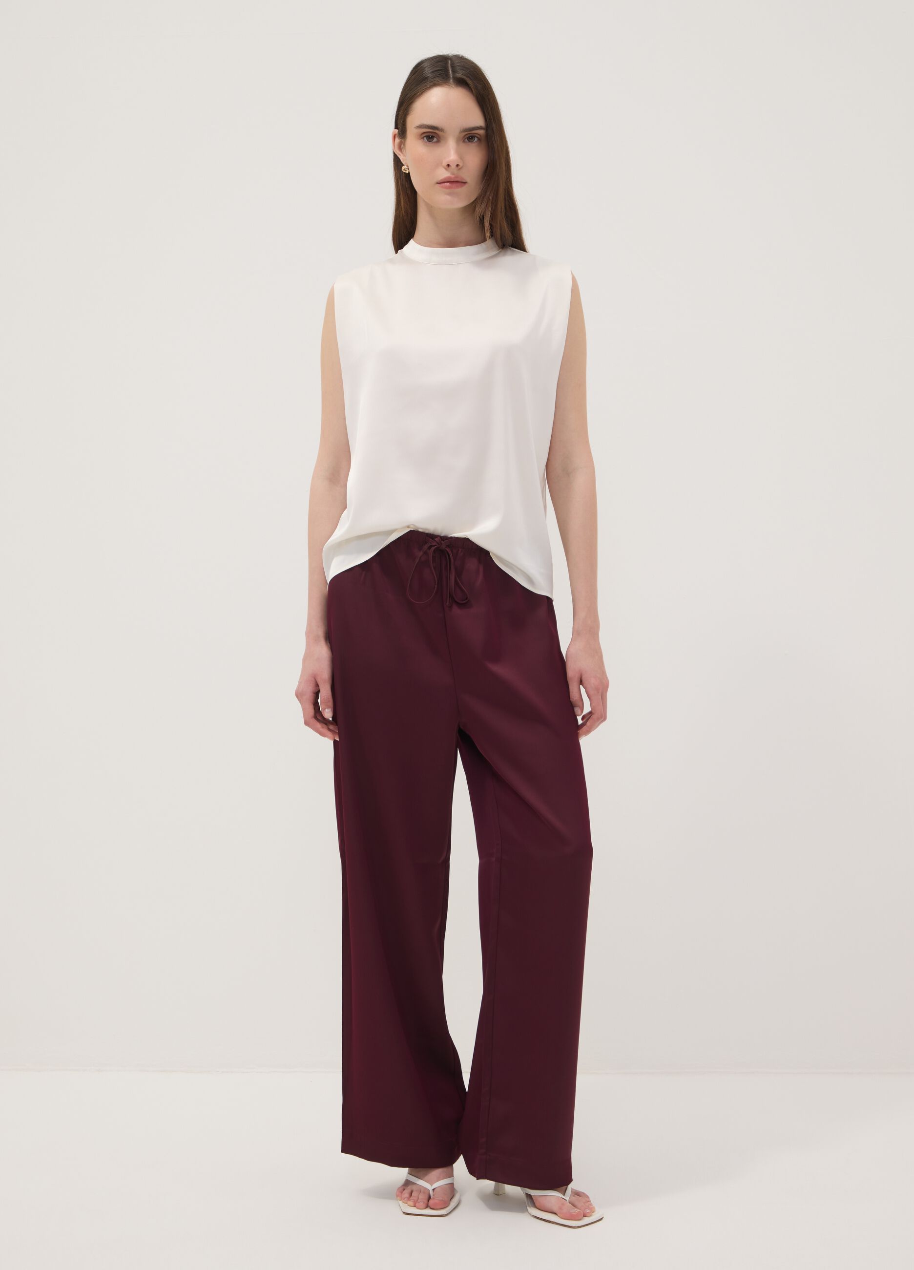 White stretch high-neck top