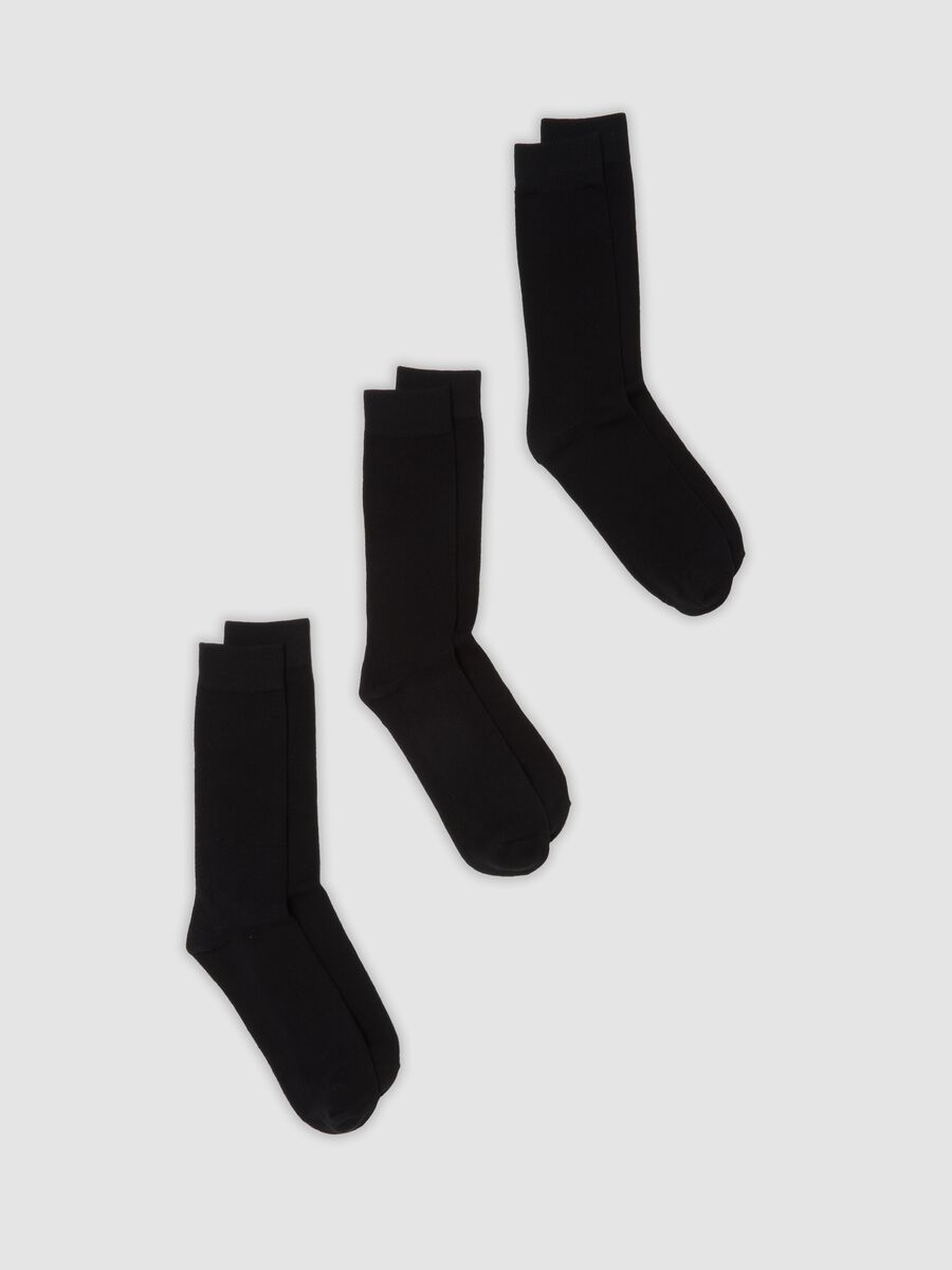 3-pack of black mid-calf socks in stretch organic cotton_0