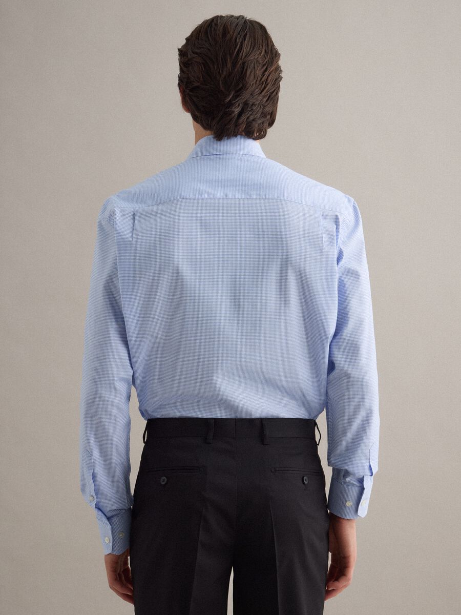 Blue and white check pure cotton shirt regular fit easy iron_3