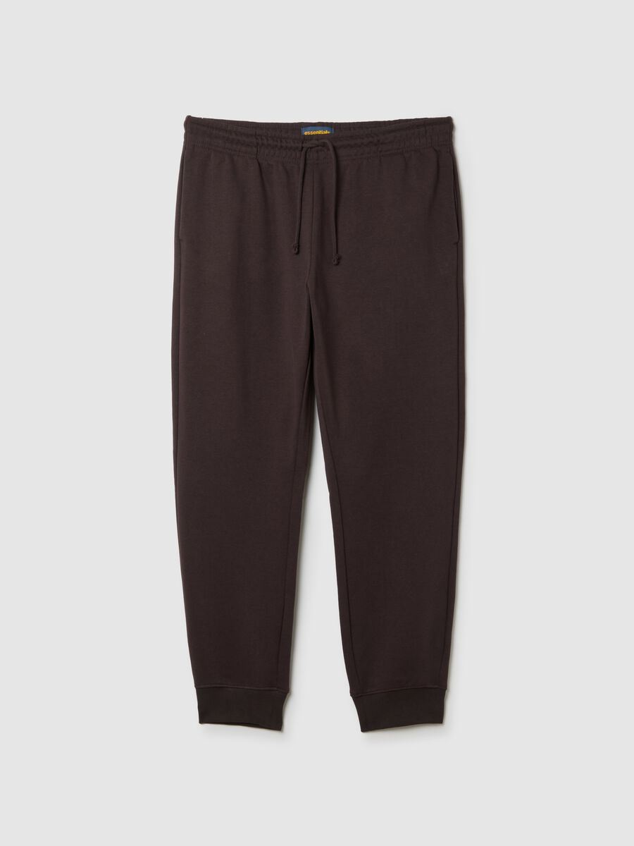 Brown Cotton Blend Jogger Trousers_4