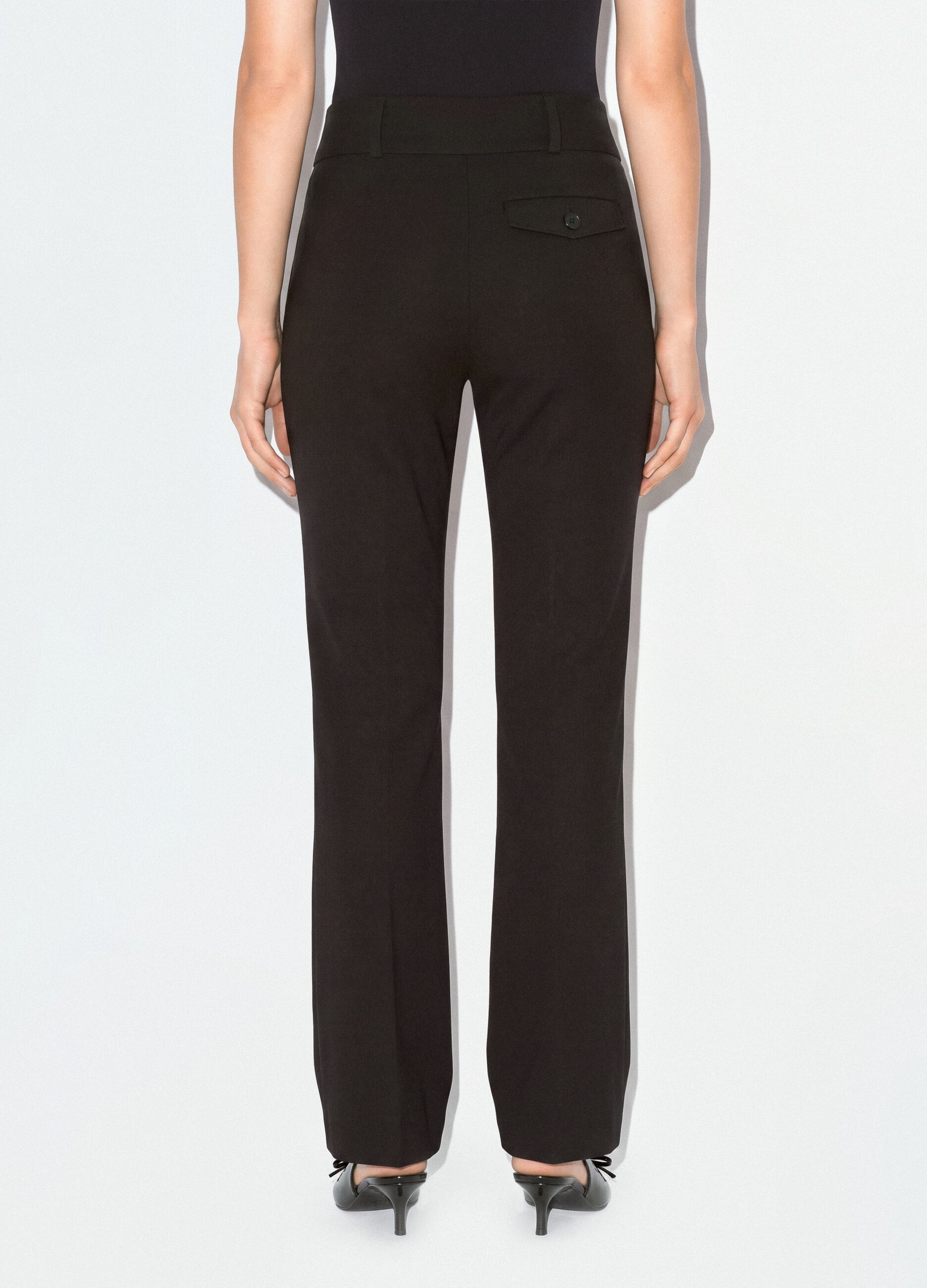 Black flared trousers in stretch viscose