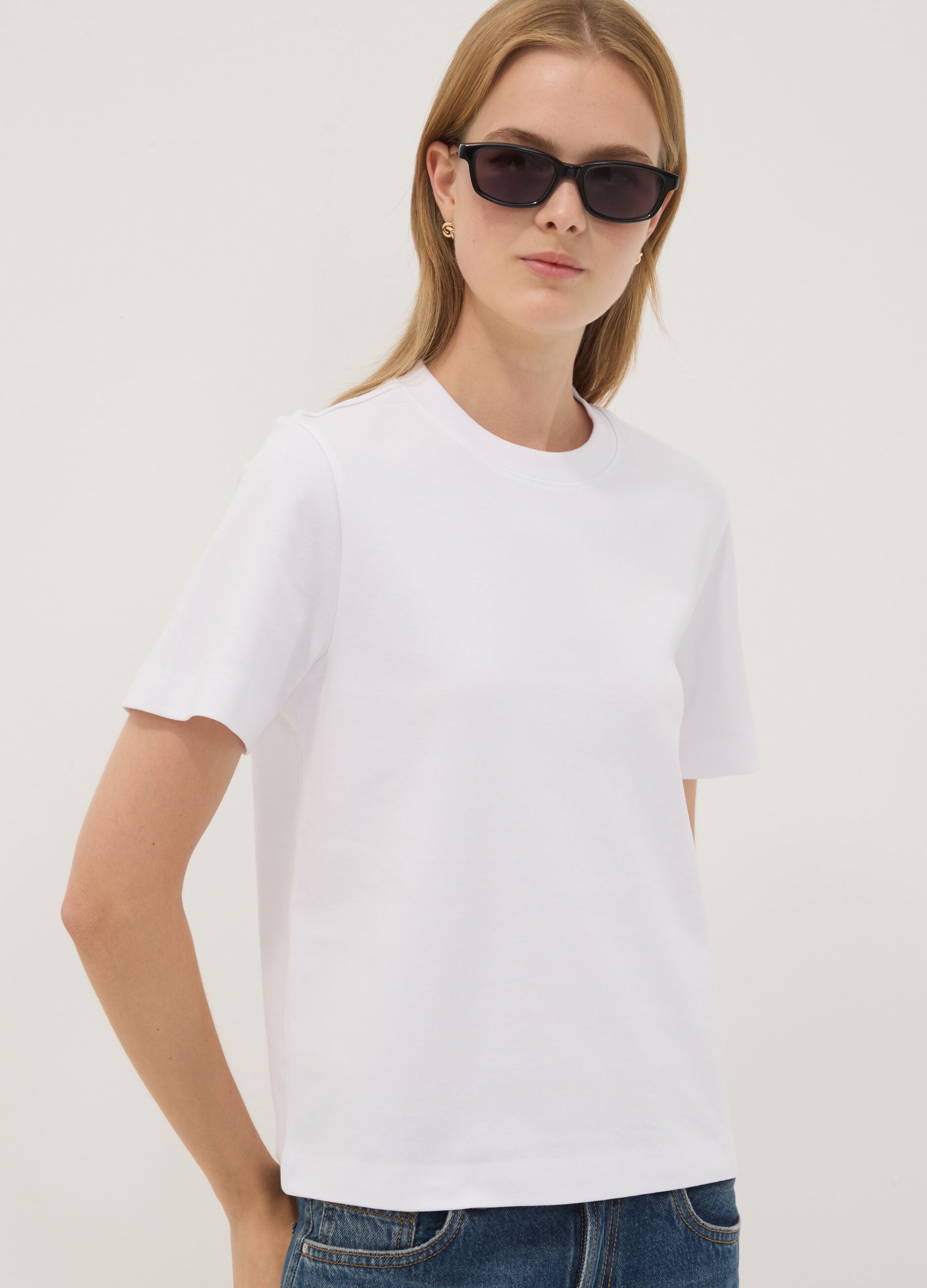 White relaxed-fit pure cotton short-sleeve T-shirt