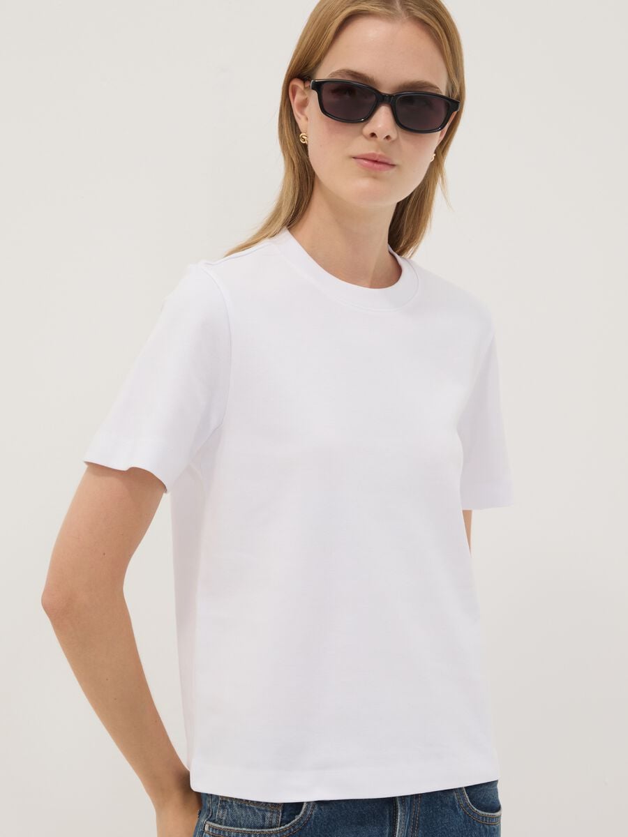 White relaxed-fit pure cotton short-sleeve T-shirt_0