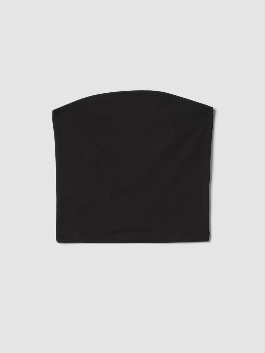 Girls&rsquo; black fitted bandeau top in stretch cotton_3
