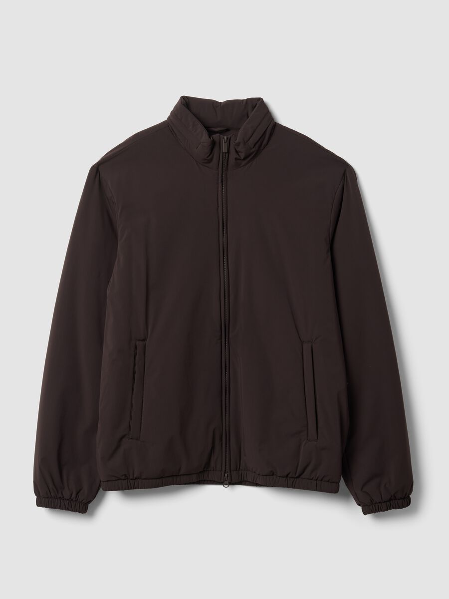 Braune, wattierte Jacke aus Stretchgewebe, Regular Fit_0