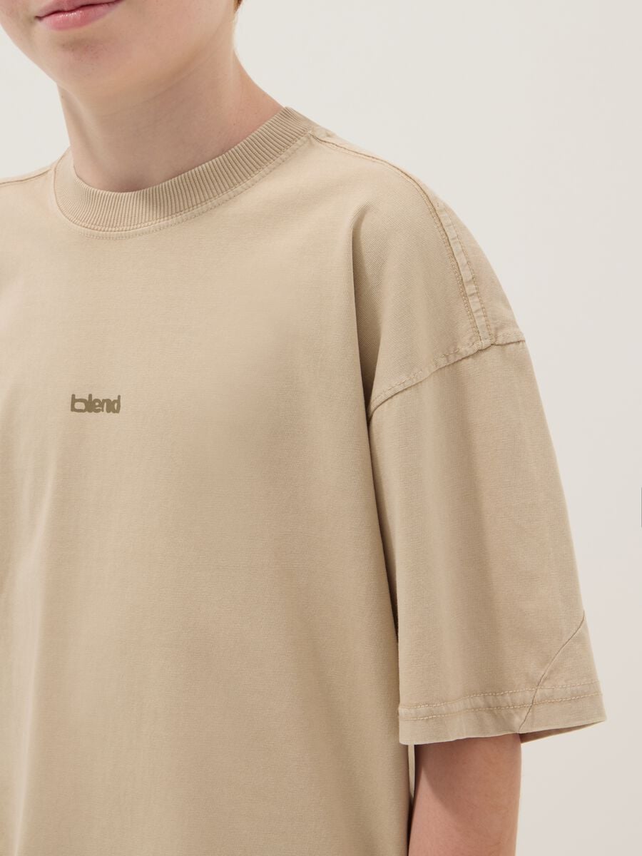 Beige pure cotton short-sleeve boys&rsquo; T-shirt, oversized fit_2