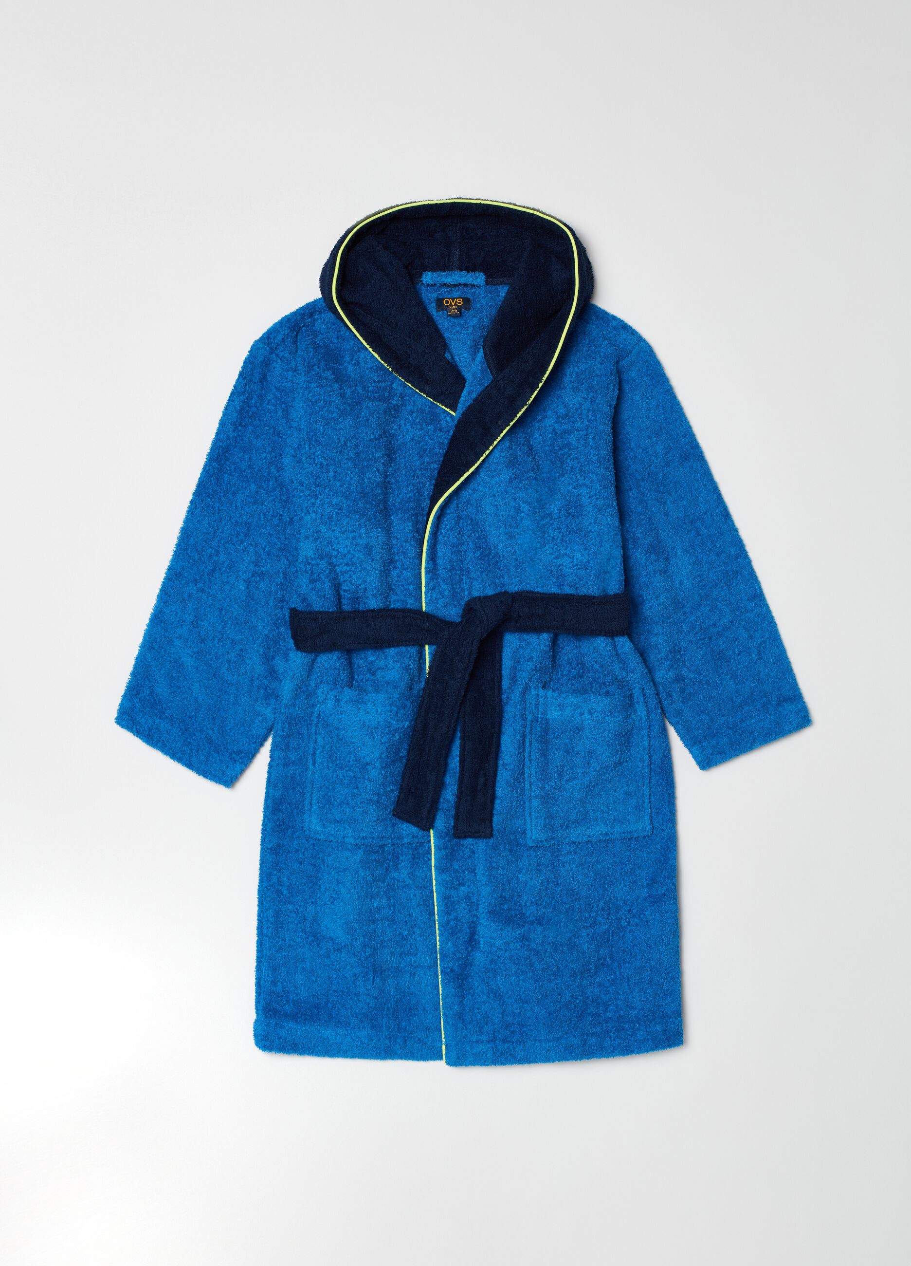 Two-tone cotton bathrobe