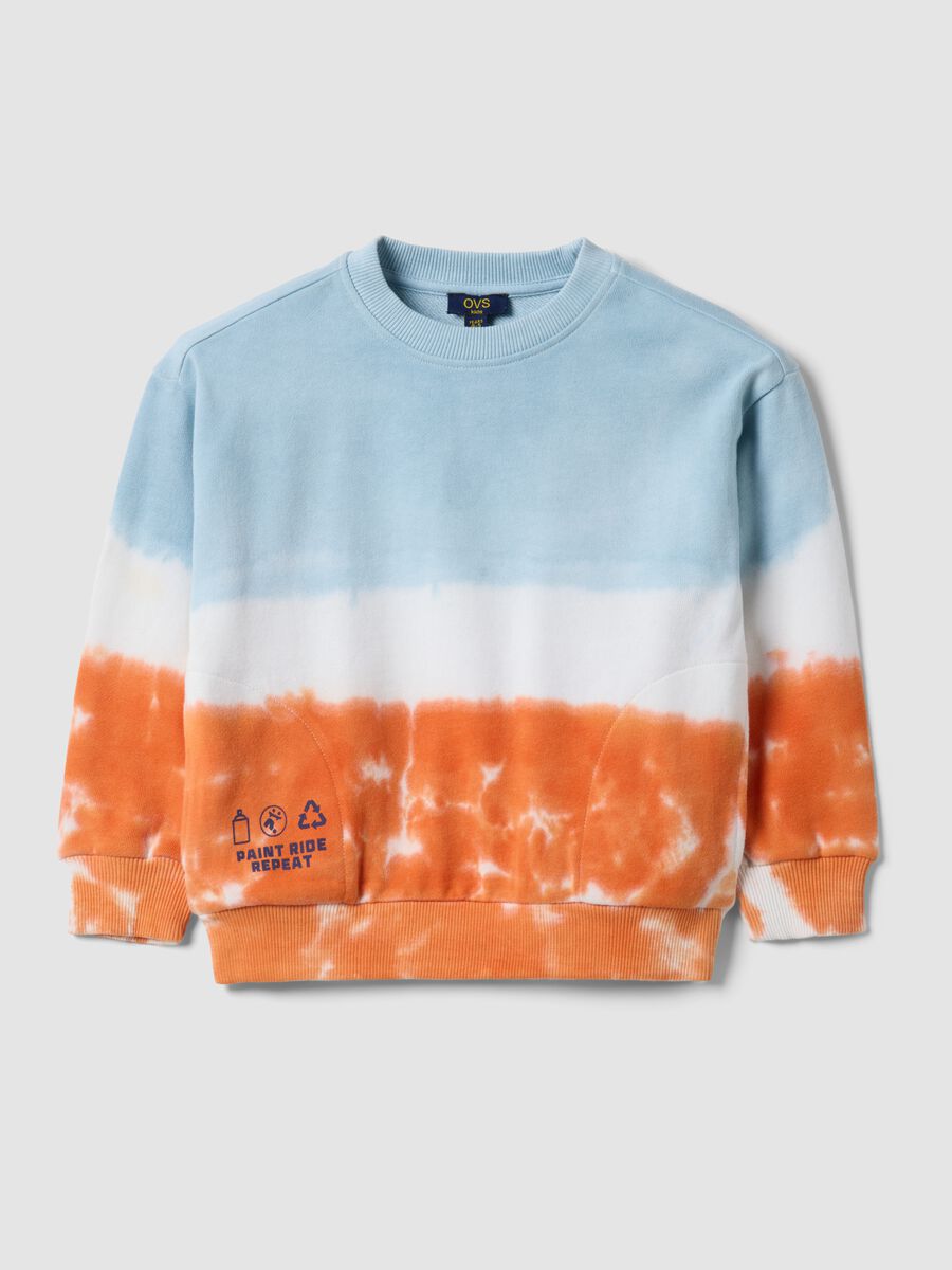 Multicolour cotton-blend tie-dye sweatshirt for kids, regular fit_0