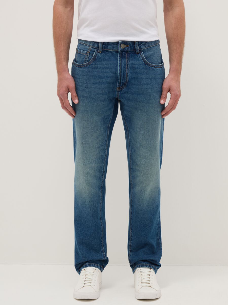 Pure Cotton Blue Regular Fit Jeans_1