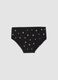 Slip culotte neri in cotone organico elasticizzato con stampa floreale_0