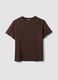 Brown pure cotton regular fit t-shirt with applied flower_4