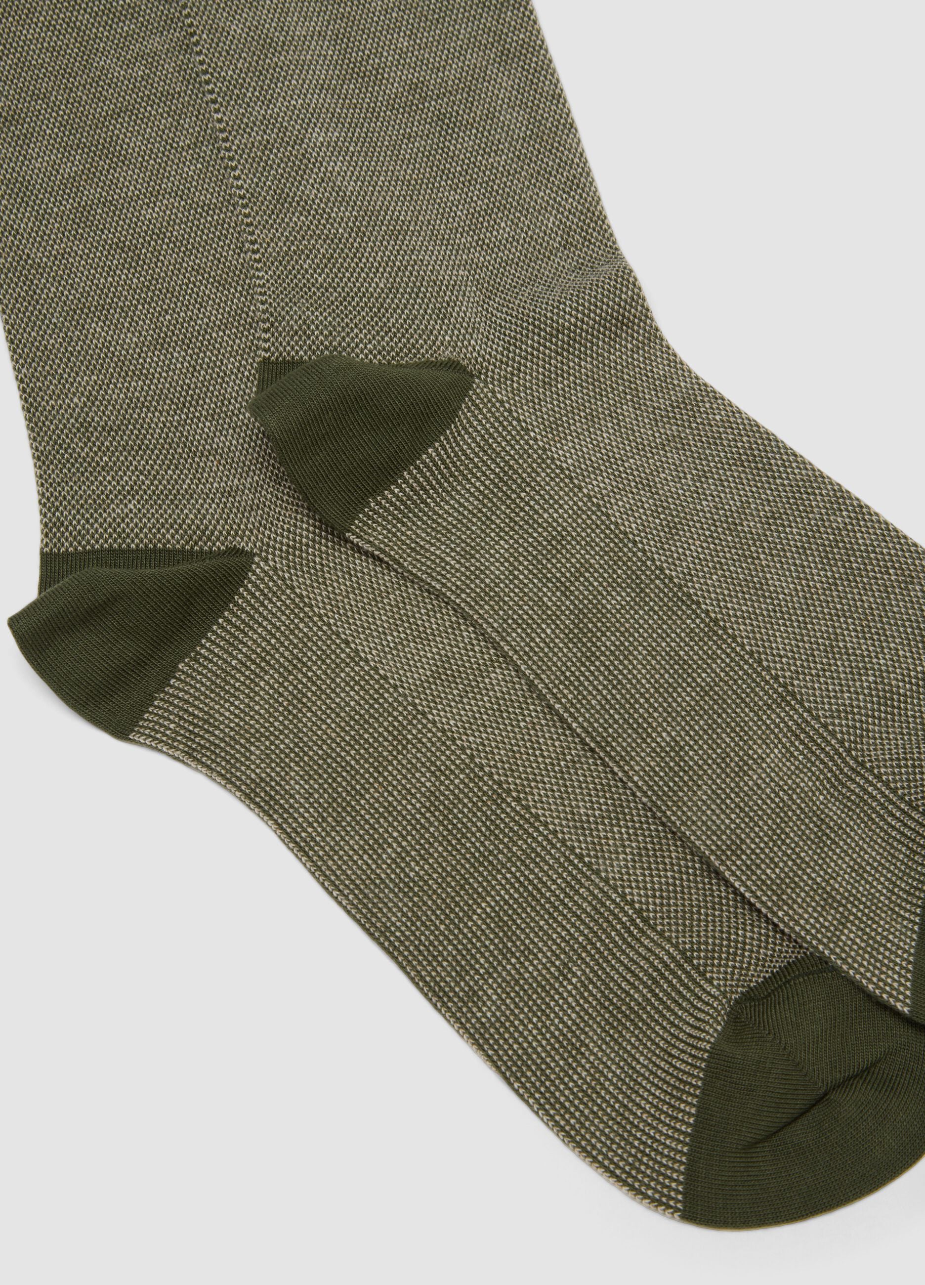 Men&rsquo;s Green Long Socks in Stretch Cotton
