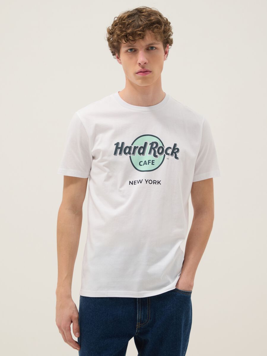 Weisses T-Shirt mit Hard Rock Cafe-Print aus reiner Baumwolle, Regular Fit_0